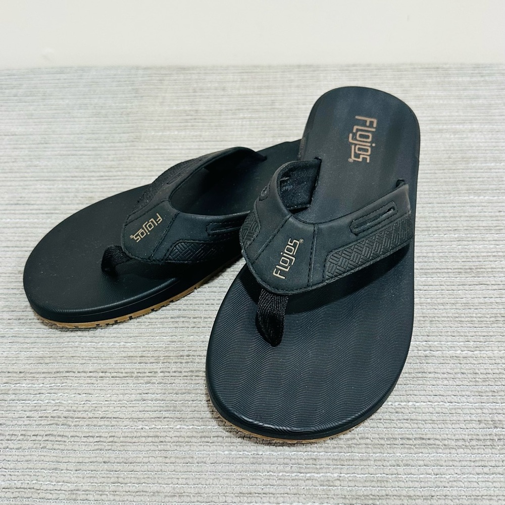 Flojos Men's Memory Foam‎ Sandals Flip Flops Choose Size 10 Black